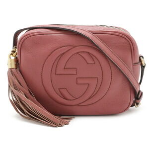 GUCCI Soho Disco Tassel Shoulder Bag Pochette Pink Leather